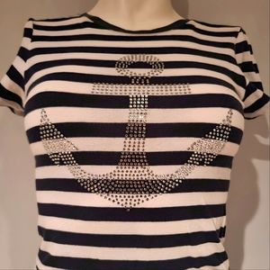 Zara Collection Nautical Anchor Embellished T-Shirt Size S